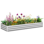Galvanised Metal Raised Garden Bed Planter Box Silver