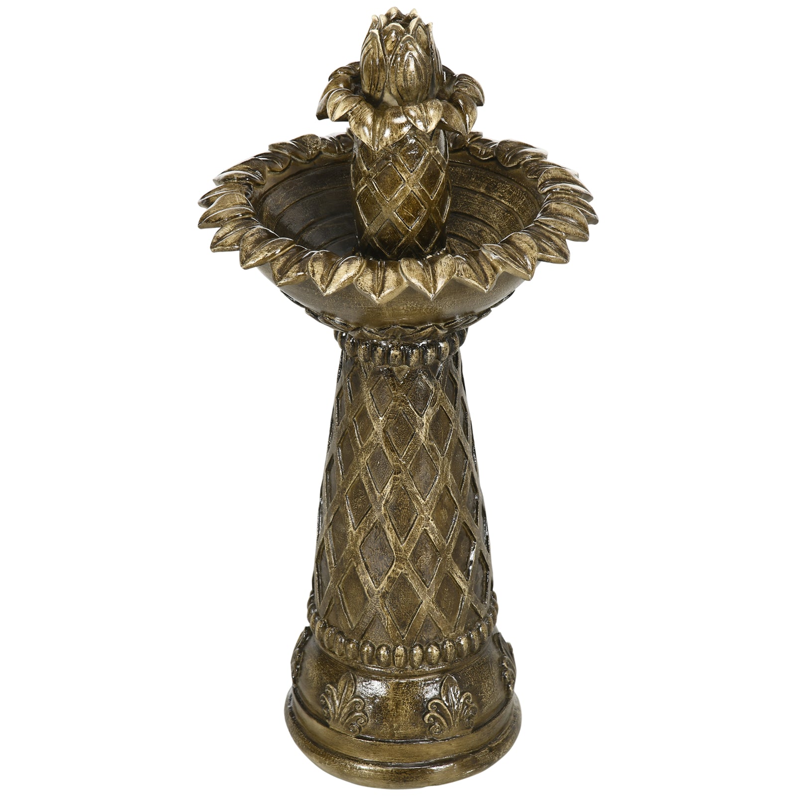 2-tier Outdoor Waterfall Fountain With Electric Pump, Brown