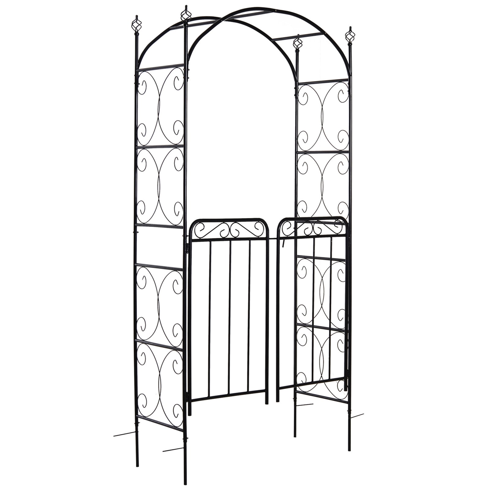 Garden Decorative Metal Arch With Gate, 108x45x215 Cm