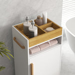 Bathroom Storage Cabinet With Cushioned Door And Wheels