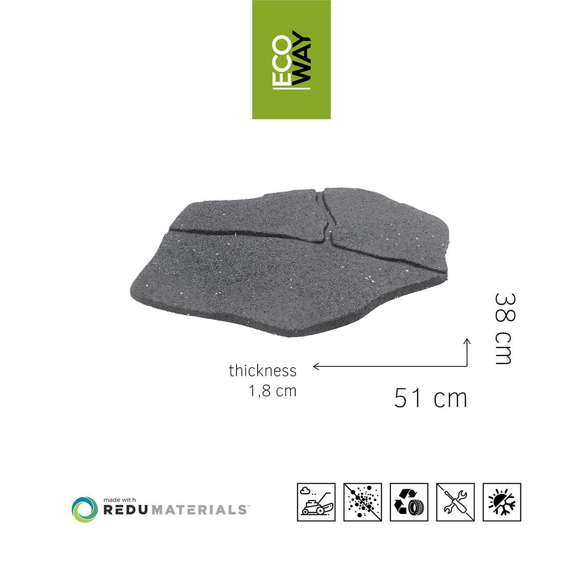 Rubber Garden Stepping Stones - Walkway | Set of 1 | Grey