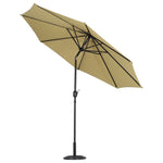 3m Garden Parasol Adjustable Tilting Parasol With Crank Handle With Cement Parasol Base | One Size | Khaki