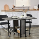 Mobile Drop Leaf Dining Table On Wheels With Storage Shelf