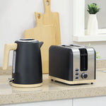 1.7l Electric Fast Boil Kettle And 2 Slice Toaster Set | Black
