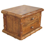 Bamboo Bedside In Amber Oak Finish, 2 Drawers, Brown