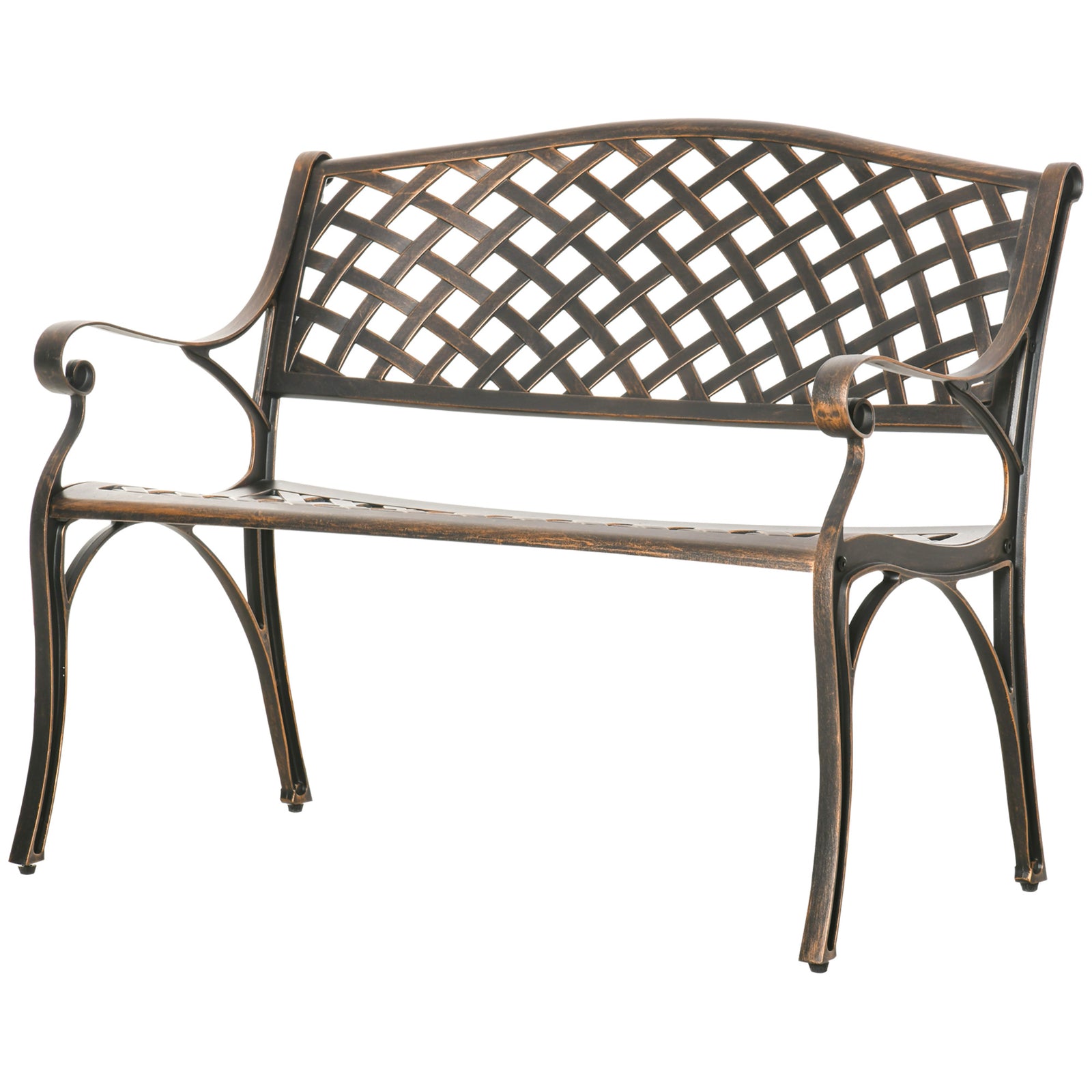 Cast Aluminium Garden Bench 2 Seater Antique Park Loveseat | Bronze