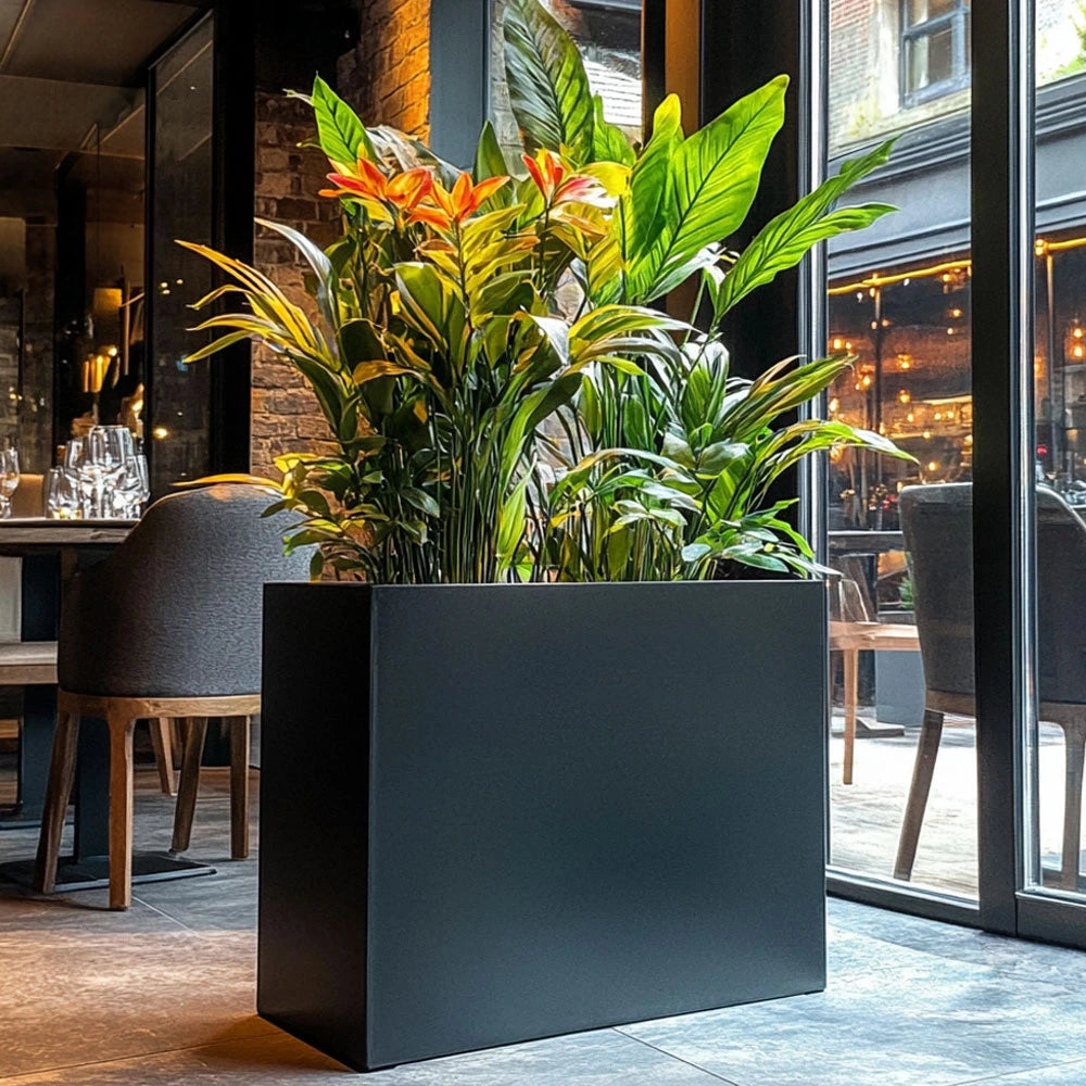 Long Zinc Galvanised Tall Trough Planter | 90cm x 30cm x 60cm | Matte Black