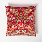 William Morris Strawberry Thief Velvet Cushion | 45cm x 45cm | Black