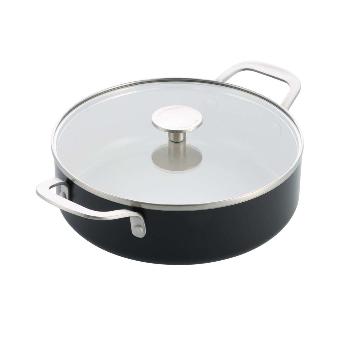 KitchenAid Cookware Coloured Aluminium Covered Skillet With 2 Handles, 24cm, Matt Black