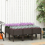 Set Of 6 Raised Flower Bed Plant Stand Brown