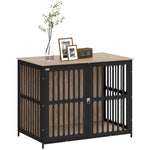 Dog Crate Furniture, 100cm Dog Cage With Anti-chew Resistant Mesh | Large | Brown