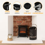 Fireplace Coal Bucket Ellipse Design With Nickel Coated Handle