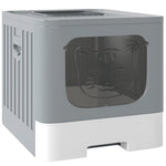 Foldable Cat Litter Box With Lid, Slide-out Drawer | Grey