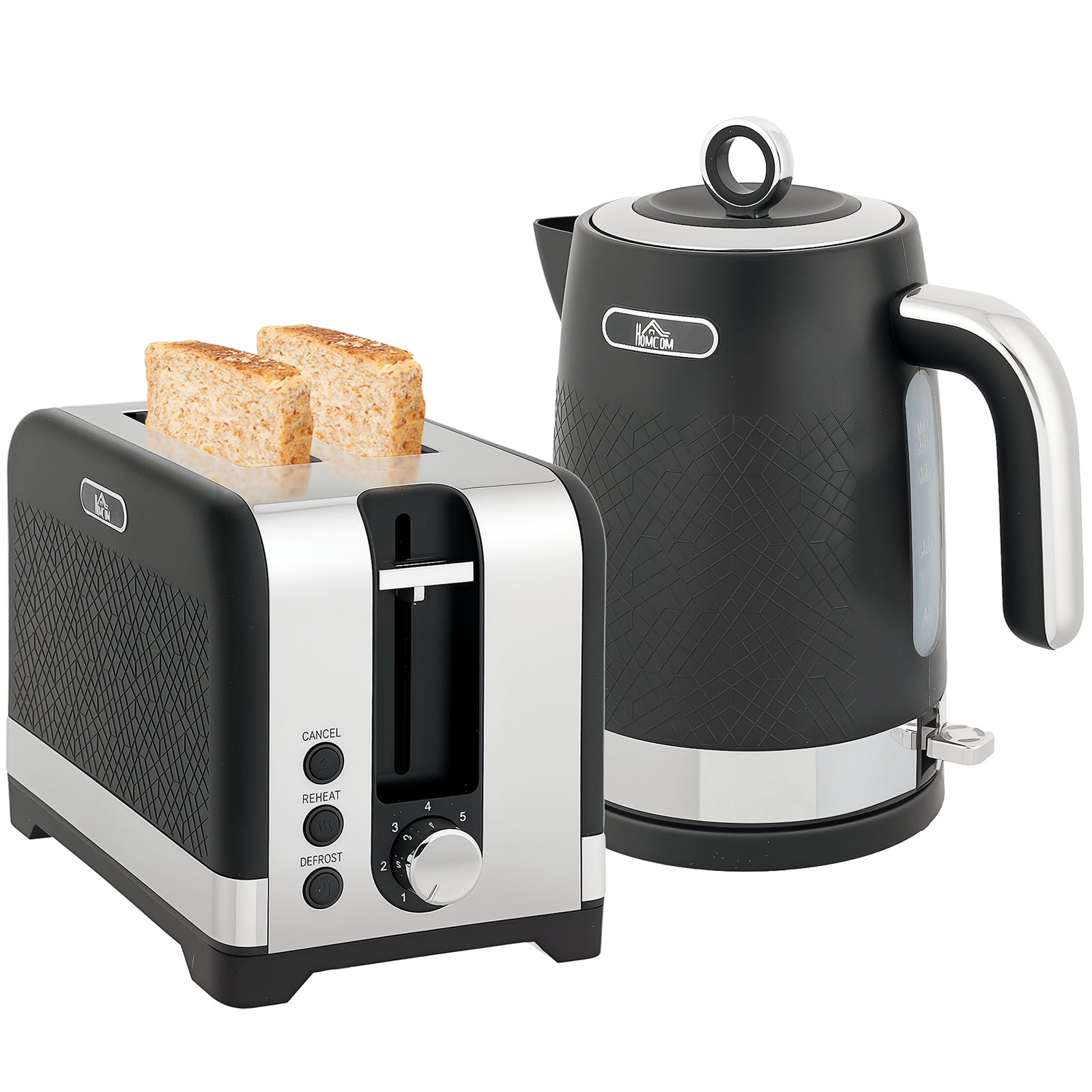 3000w Rapid Boil Kettle And Toaster Set With Otter Thermostat | Black