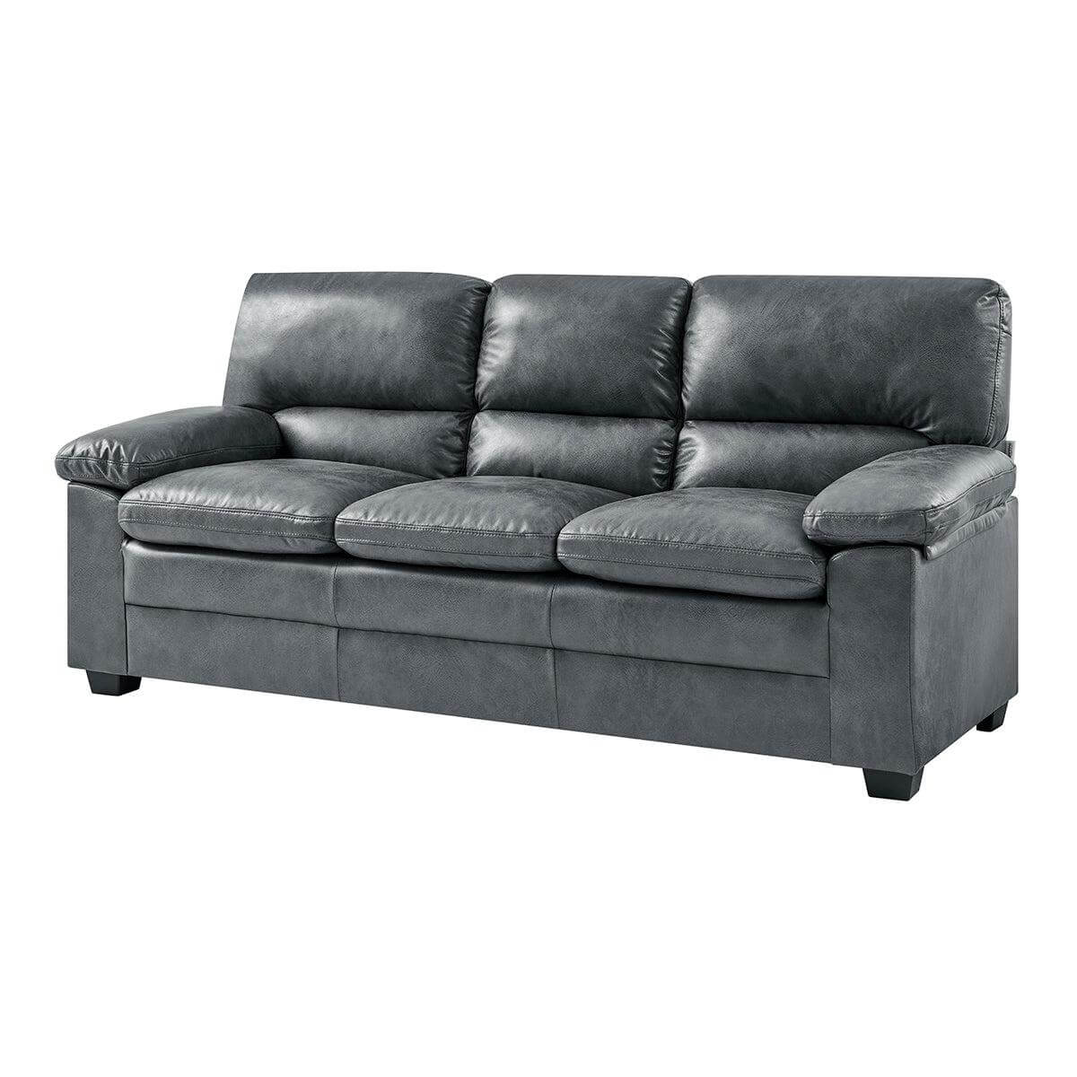 Bonded Faux Leather Sofa - 3 Seater | Grey