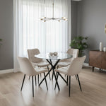 New York Dining Table With 4 Erica Velvet Chairs | Cream