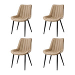 Set Of 2/4 Pu Leather Dining Chairs – Quilted Light Brown Upholstery, Wooden Frame, Metal Legs | Set of 4 | Light Brown