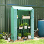 3 Tier Mini Greenhouse W/ Pe Cover, Roll-up Door | Green