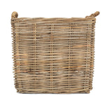 Square Grey Rattan Log Basket | Large | Brown