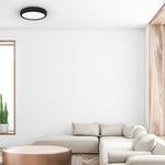 Gea Black Led Ceiling Lamp A Stylish Contemporary 39cm 36w Light With Remote Control And Low Energy Light Source