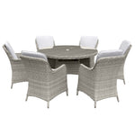 Hampton Rattan 6 Seat Dining Set In Dove Grey | Light Grey