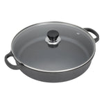 22cm/25cm/28cm Dia Pre-seasoned Round Cast Iron Braiser Pan With Lid & Double Handles | Small