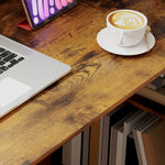120cm Computer Desk Bookshelf Writing Table 6 Shelves | Brown