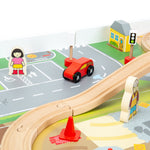 Bigjigs Toys Wooden Train Set & Table - 50 Pieces