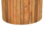 Fluted Marble Side Table In Solid Wood – Light Brown Finish