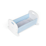 Wooden Doll's Cradle, Pastel-blue Polka Dot Design
