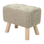 Living and Home Linen Upholstered Ottoman Footstool With Pocket