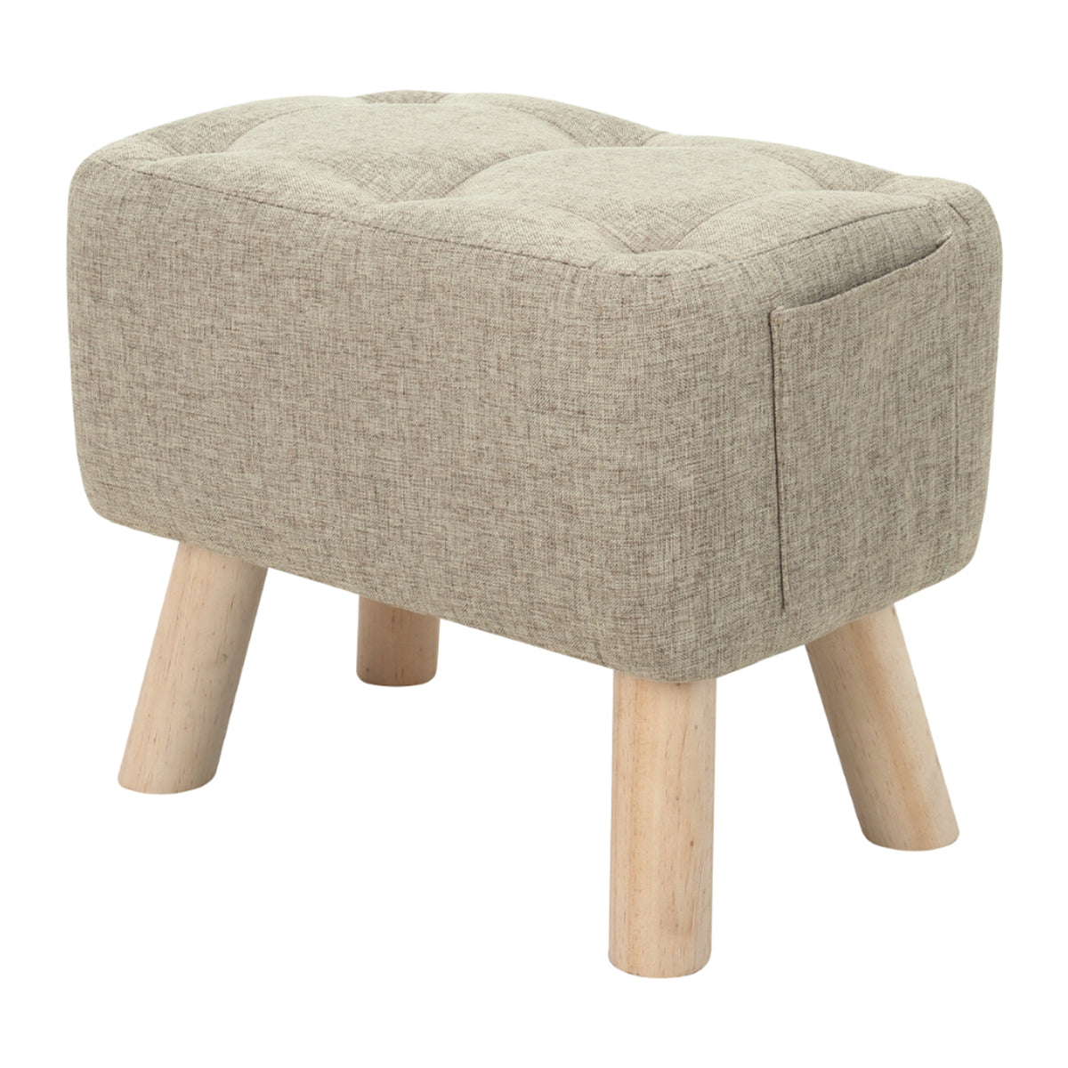 Living and Home Linen Upholstered Ottoman Footstool With Pocket