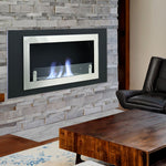 45 Inch Silver Wall Mount Fireplaces Steel Stainless Indoors Bio-ethanol Fireplaces