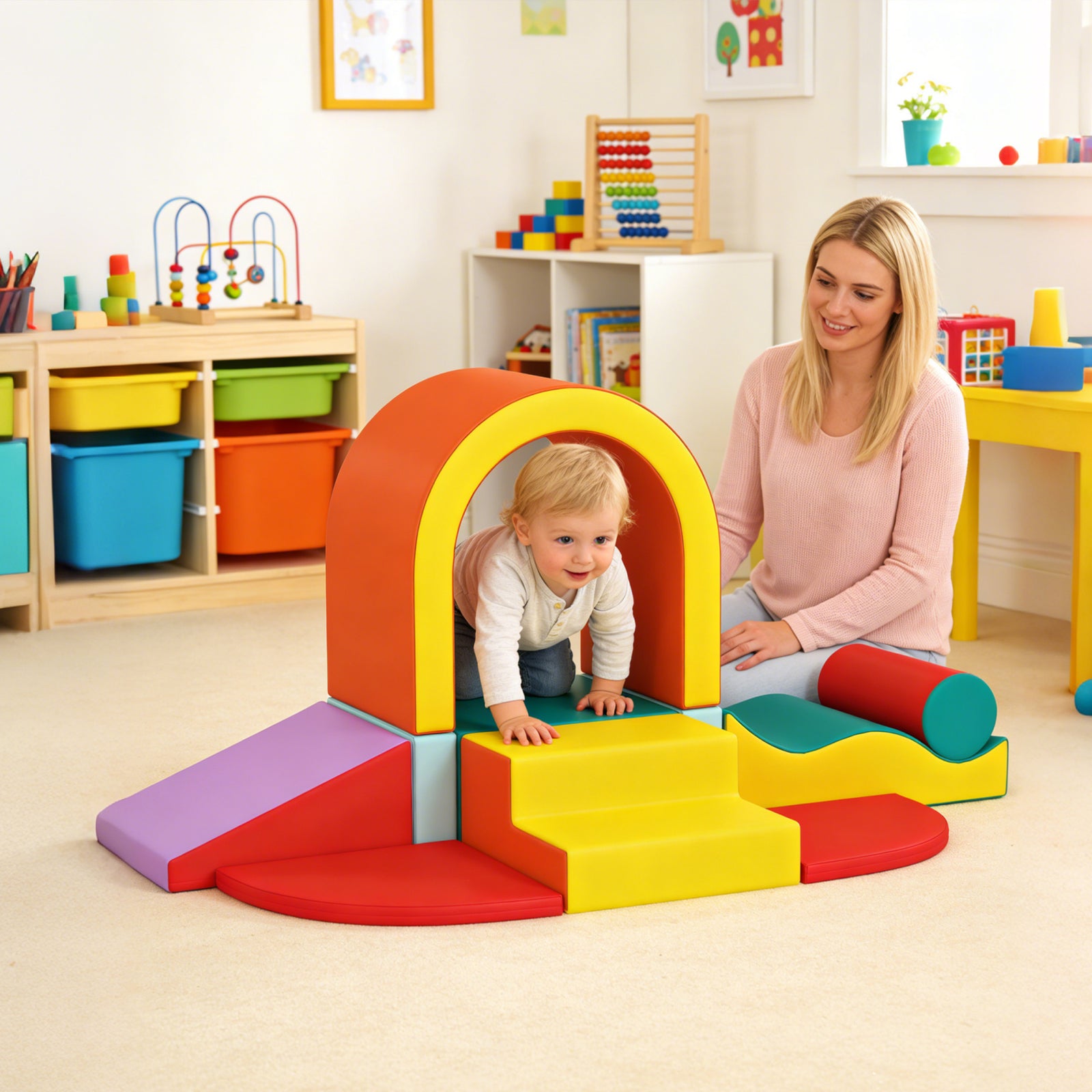 AIYAPLAY Kids Soft Play Set, 10pcs Soft Play Equipment For Toddlers