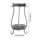 2 Tier White Tall Vintage Metal Plant Stand Indoor Outdoor Corner Plant Pot Holder 64cm H Decorative Flower Shelf | Black
