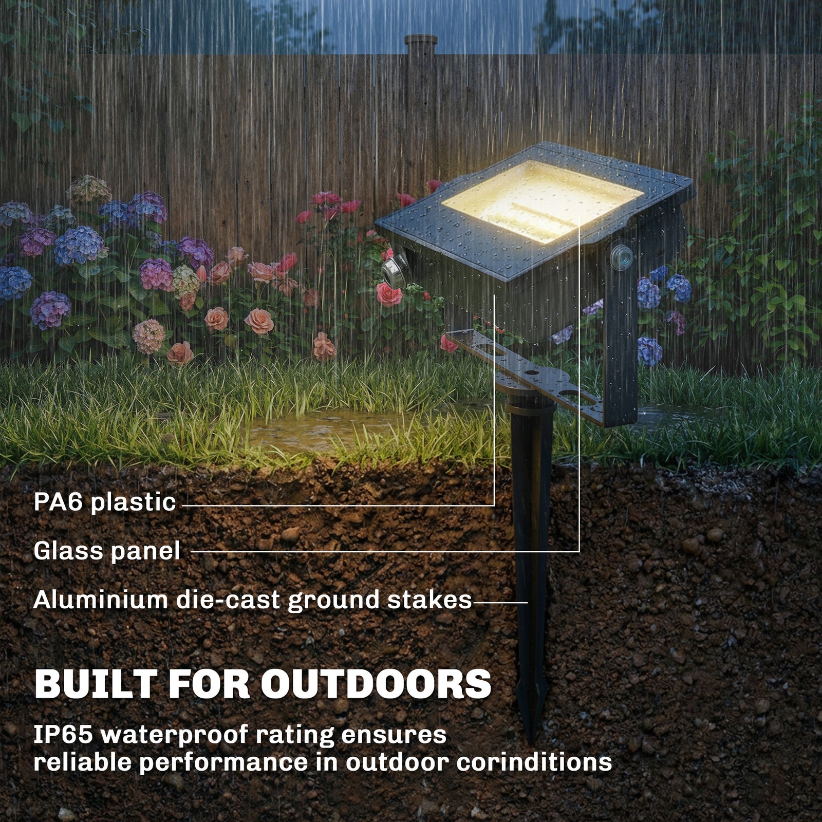Outsunny 32w Led Floodlights, Outdoor Flood Light With Uk Plug, Black