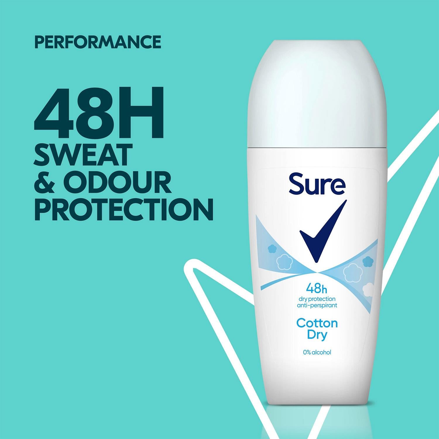 Women Roll On Cotton Dry Antiperspirant Deodorant 48hrs Protection, 12pk, 50ml | One Size