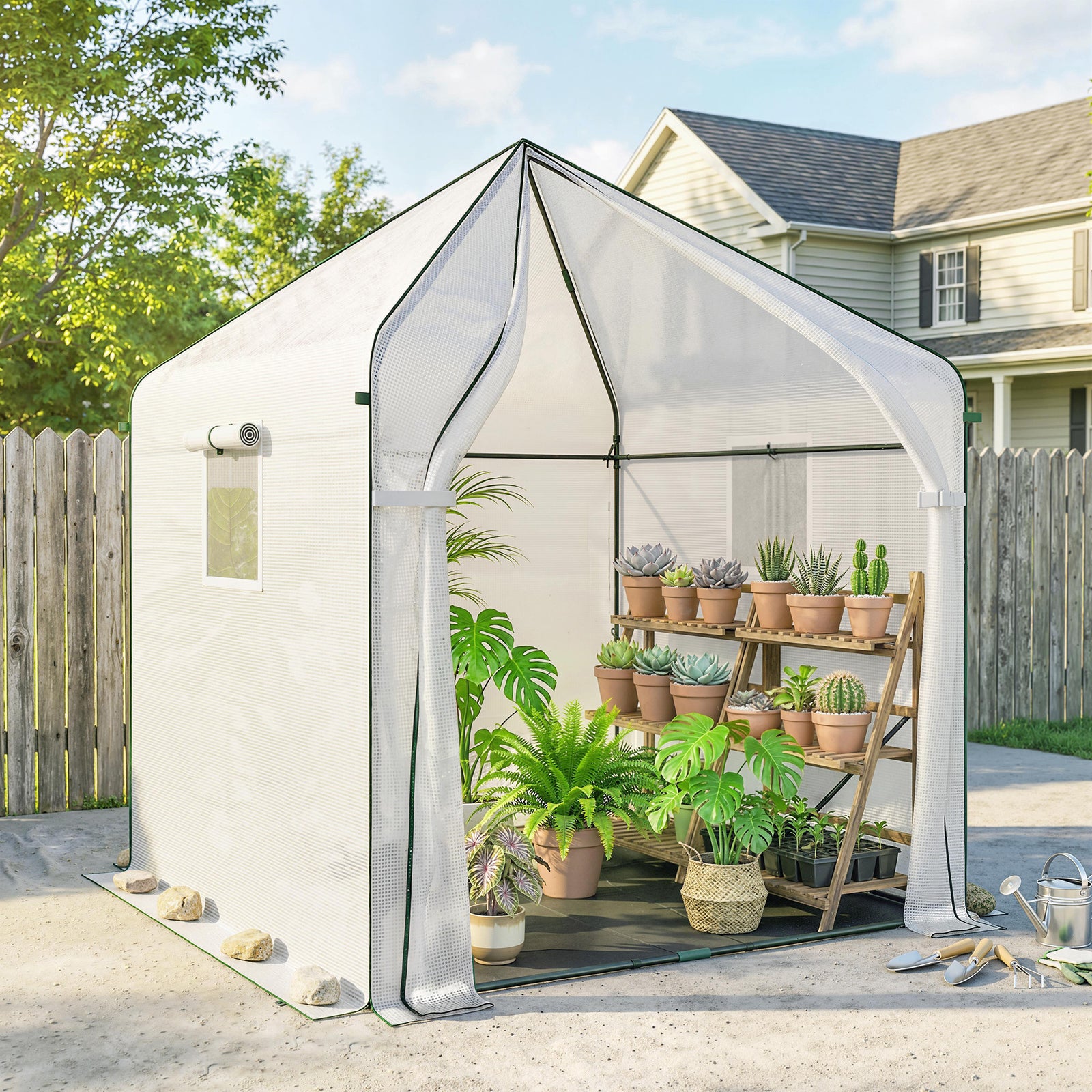 Large Plant House With Roll-up Door White