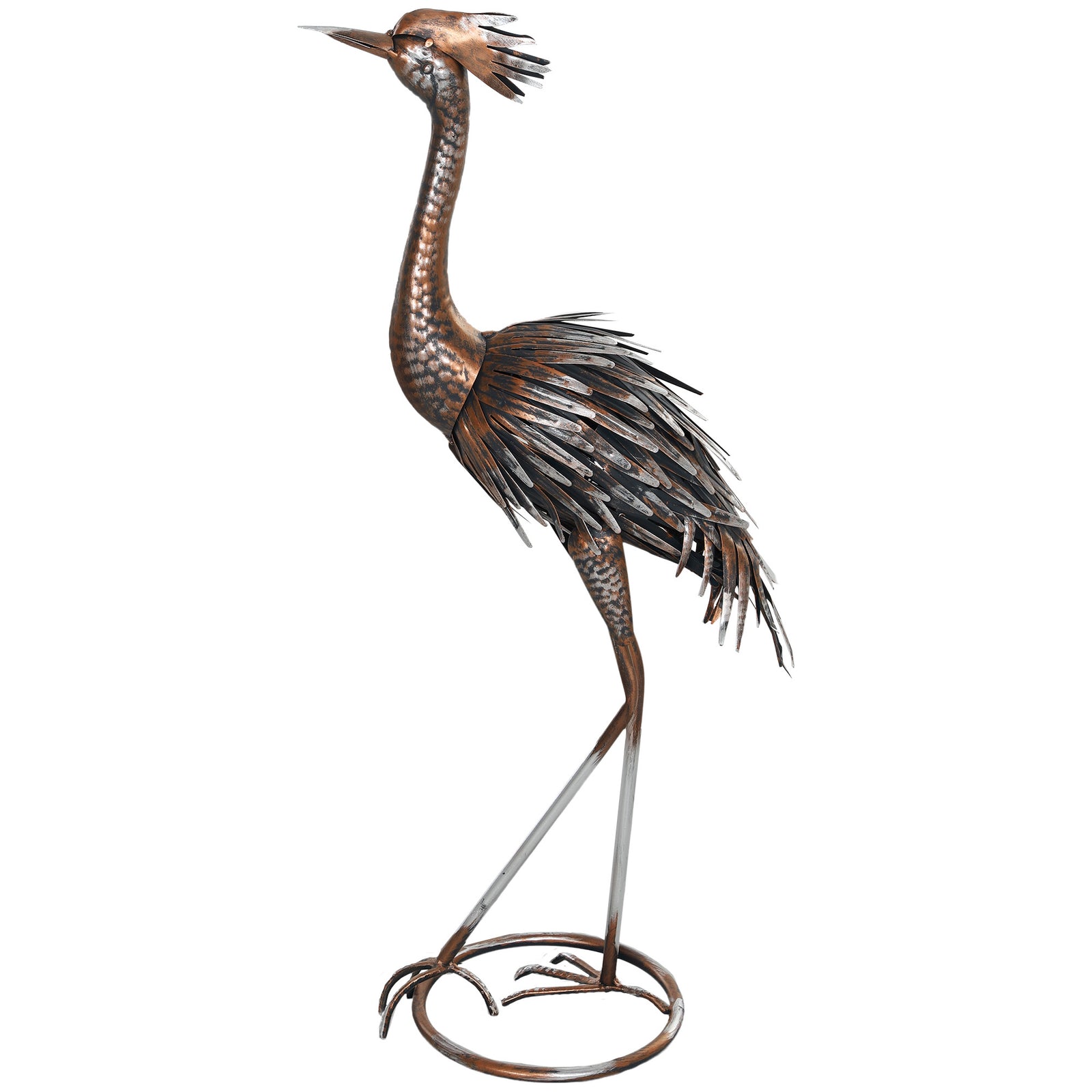 Heron Garden Statue, Metal Garden Gift W/ Stakes