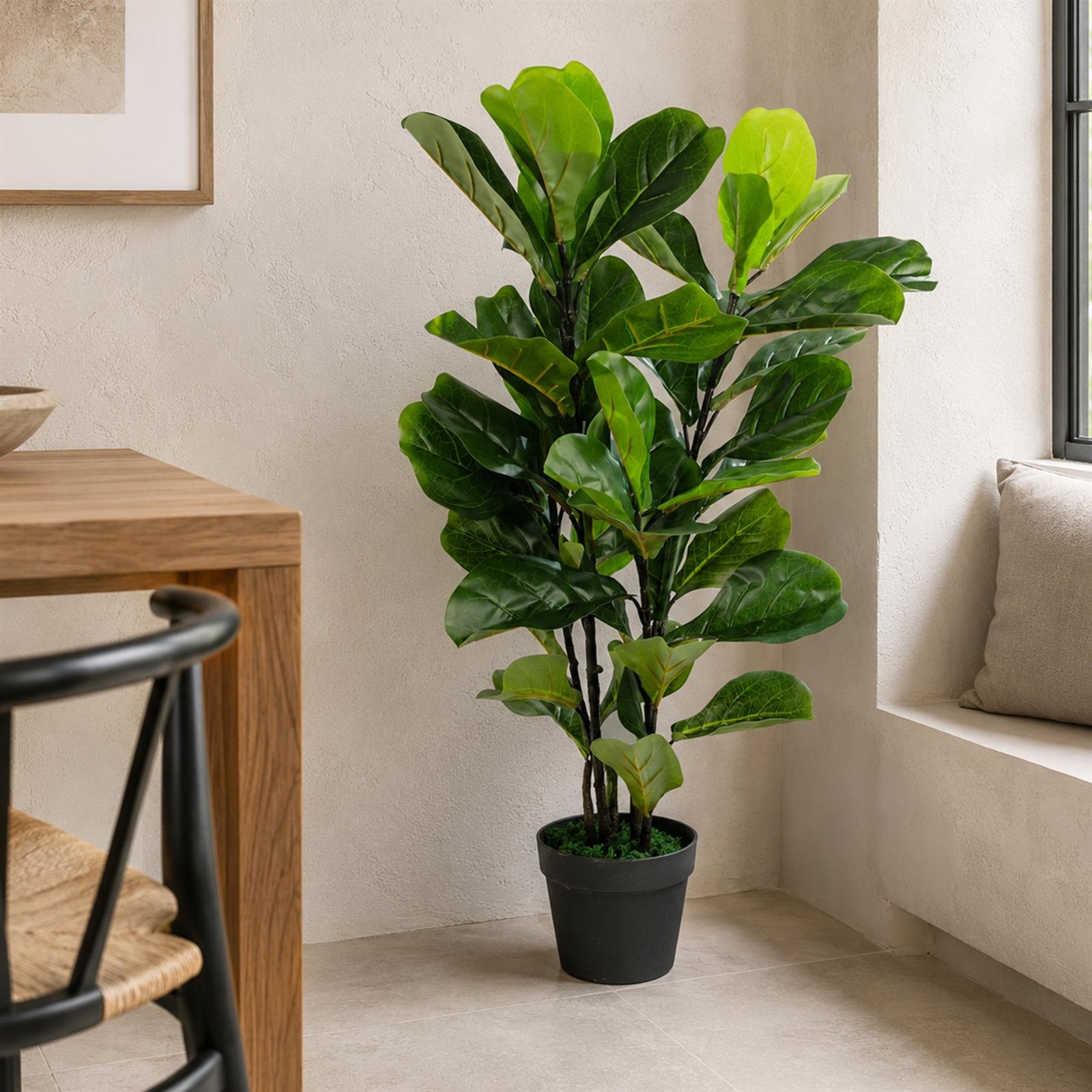 90cm Large Artificial Fiddle Fig Tree Ficus Lyrata Plant