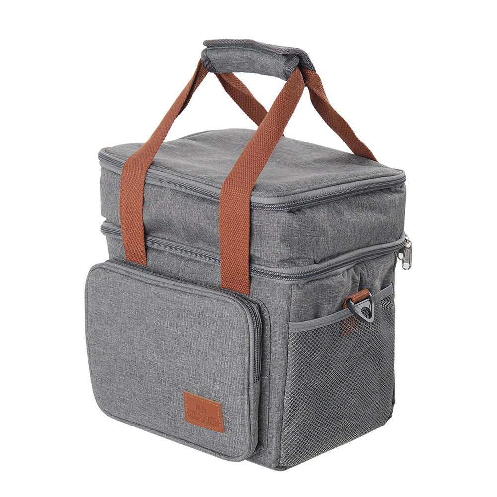 Double Deck Leakproof Insulated Lunch Tote | Grey