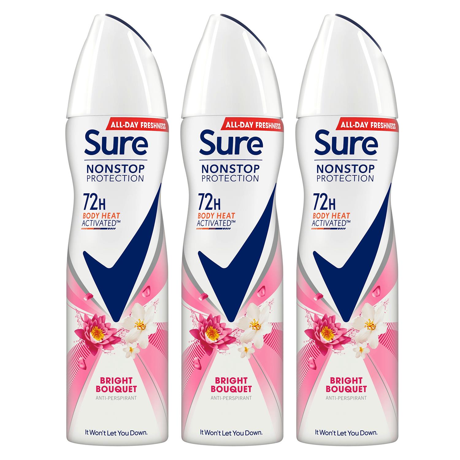 Women Anti-perspirant 72h Nonstop Protection Deo Bright Bouquet 150ml, 3pk | 3