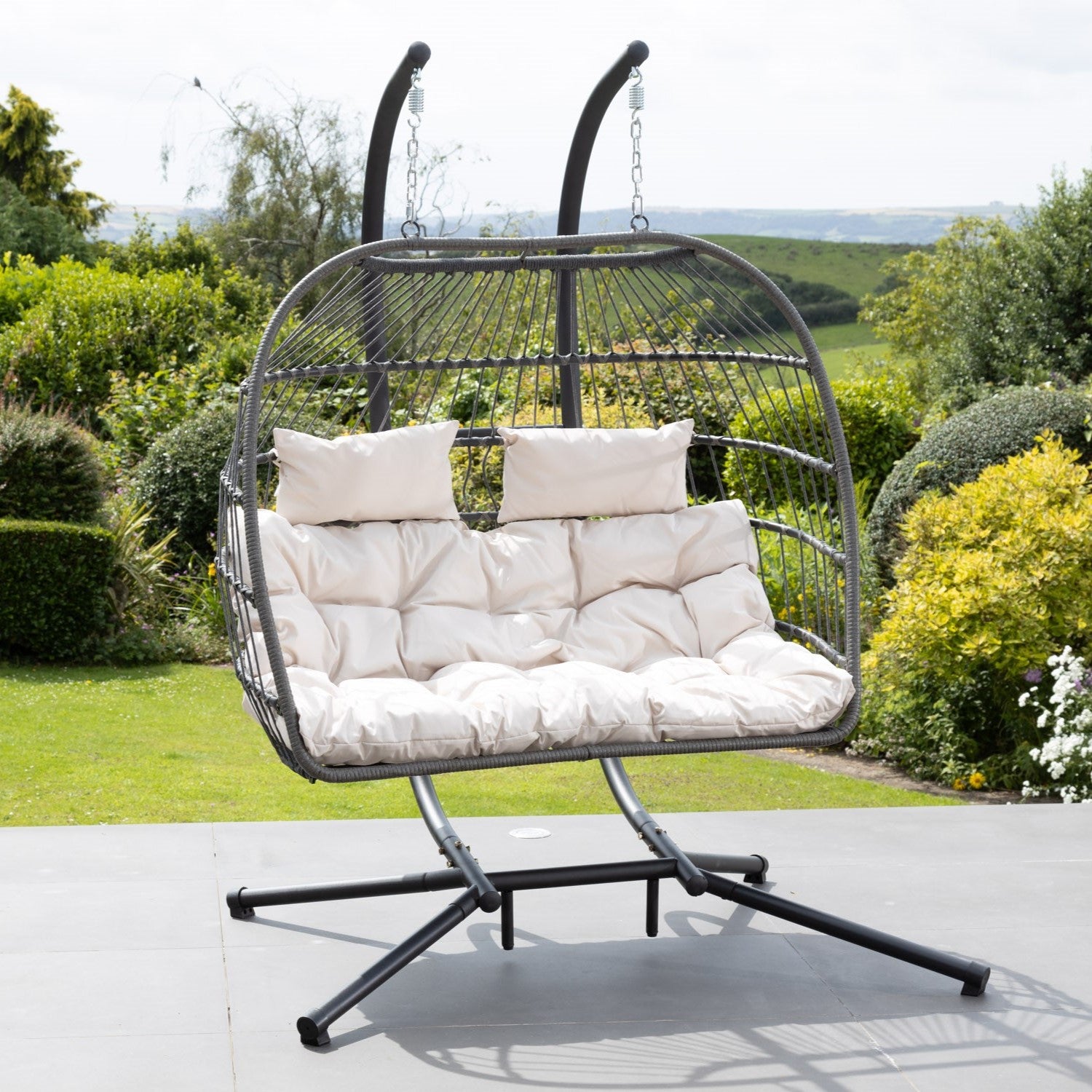 Burford Swinging Double Garden Seat | Cream