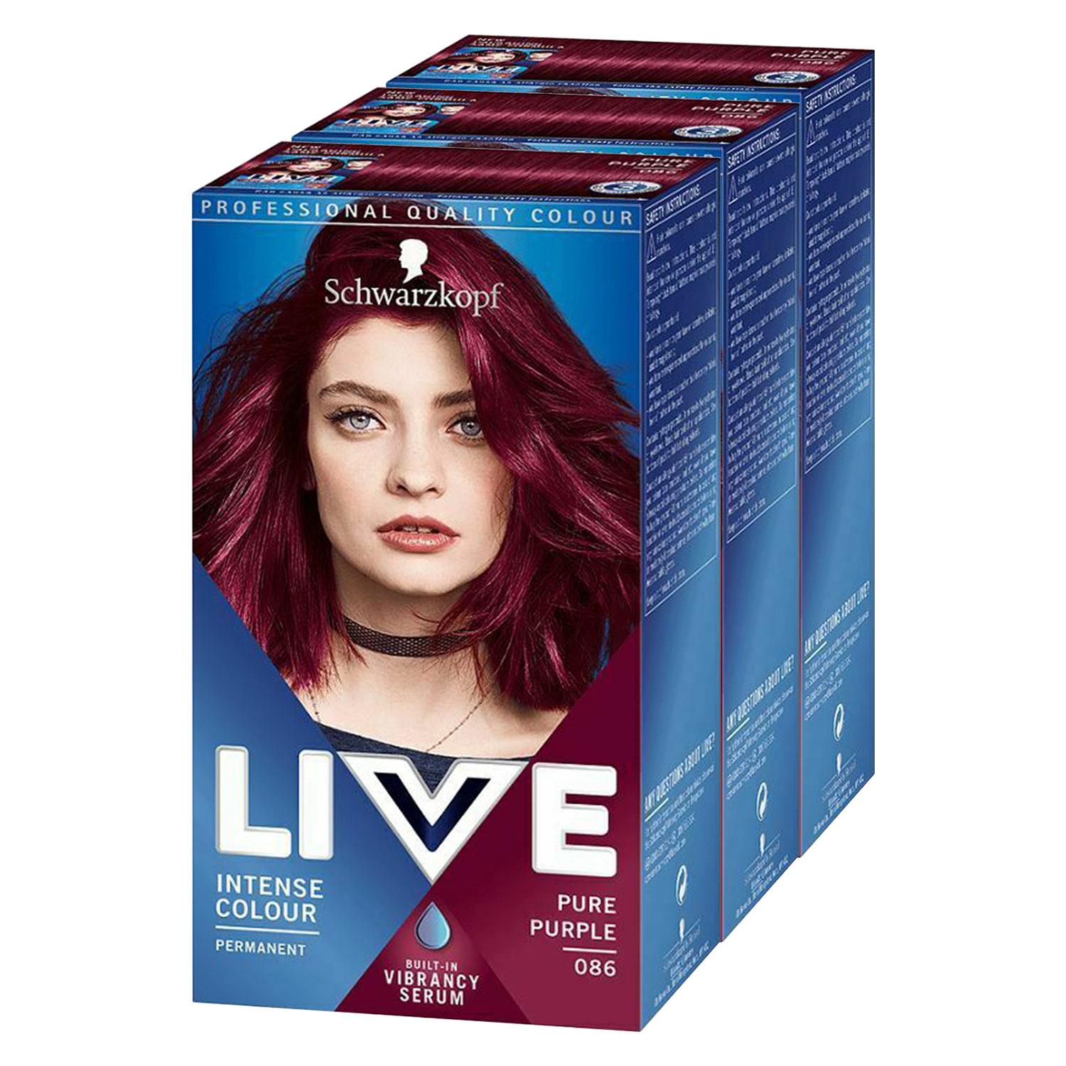 Live Intense Permenant Colour Pure Purple 086 With Vibrancy Serum 3x
