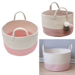 Woven Basket Baby Kids Toys Storage Clothes Hamper Laundry Basket | Pink