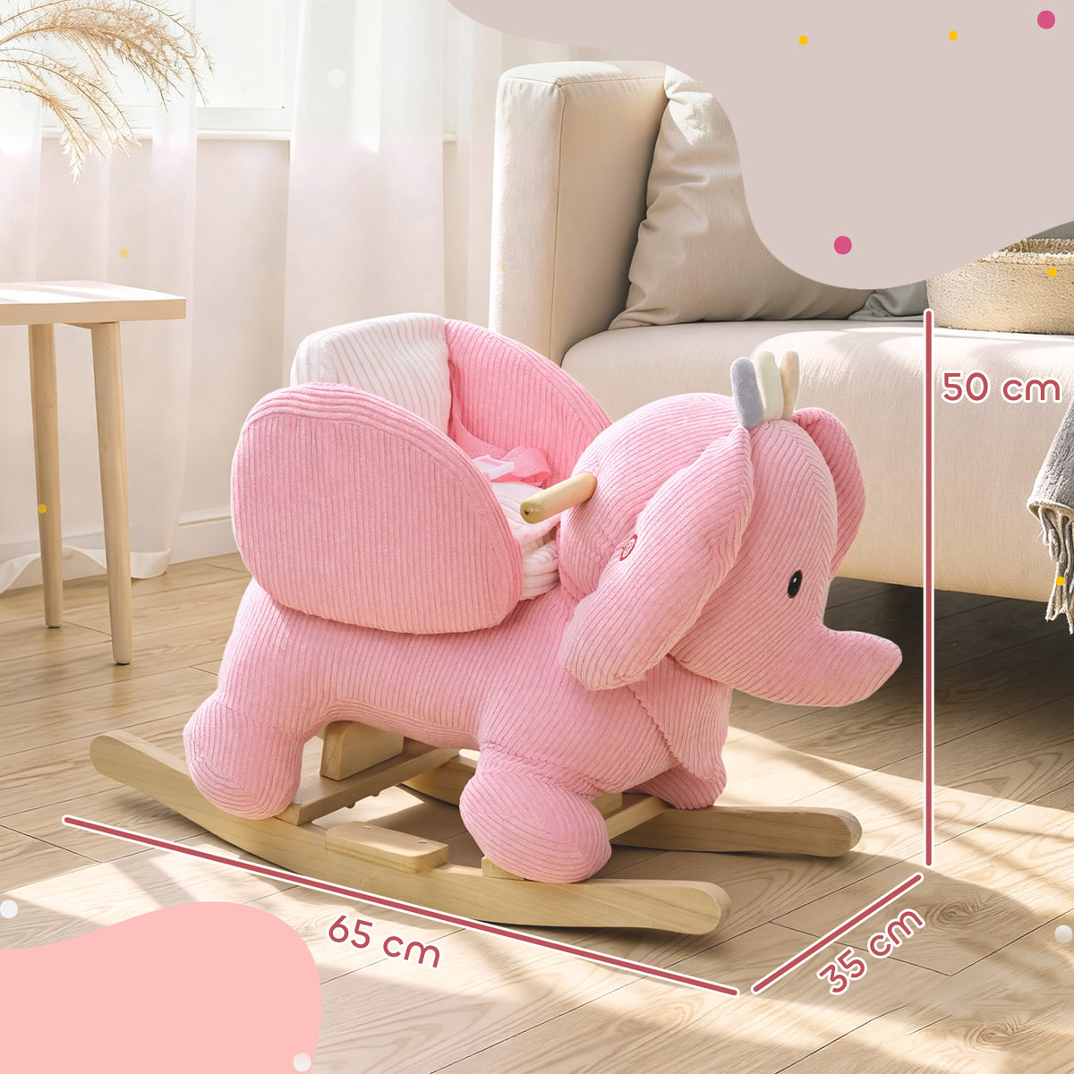 AIYAPLAY Kids Rocking Horse, Baby Ride On Rocker With Safety Belt, Pink