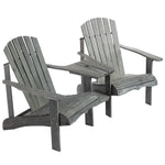 Wooden Double Adirondack Chair W/ Table & Umbrella Hole | Gray
