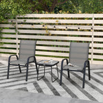 3pcs Bistro Set With Breathable Mesh Fabric And Psc Board | Light Slate Gray