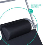 Folding Sun Lounger With Sun Shade - Black