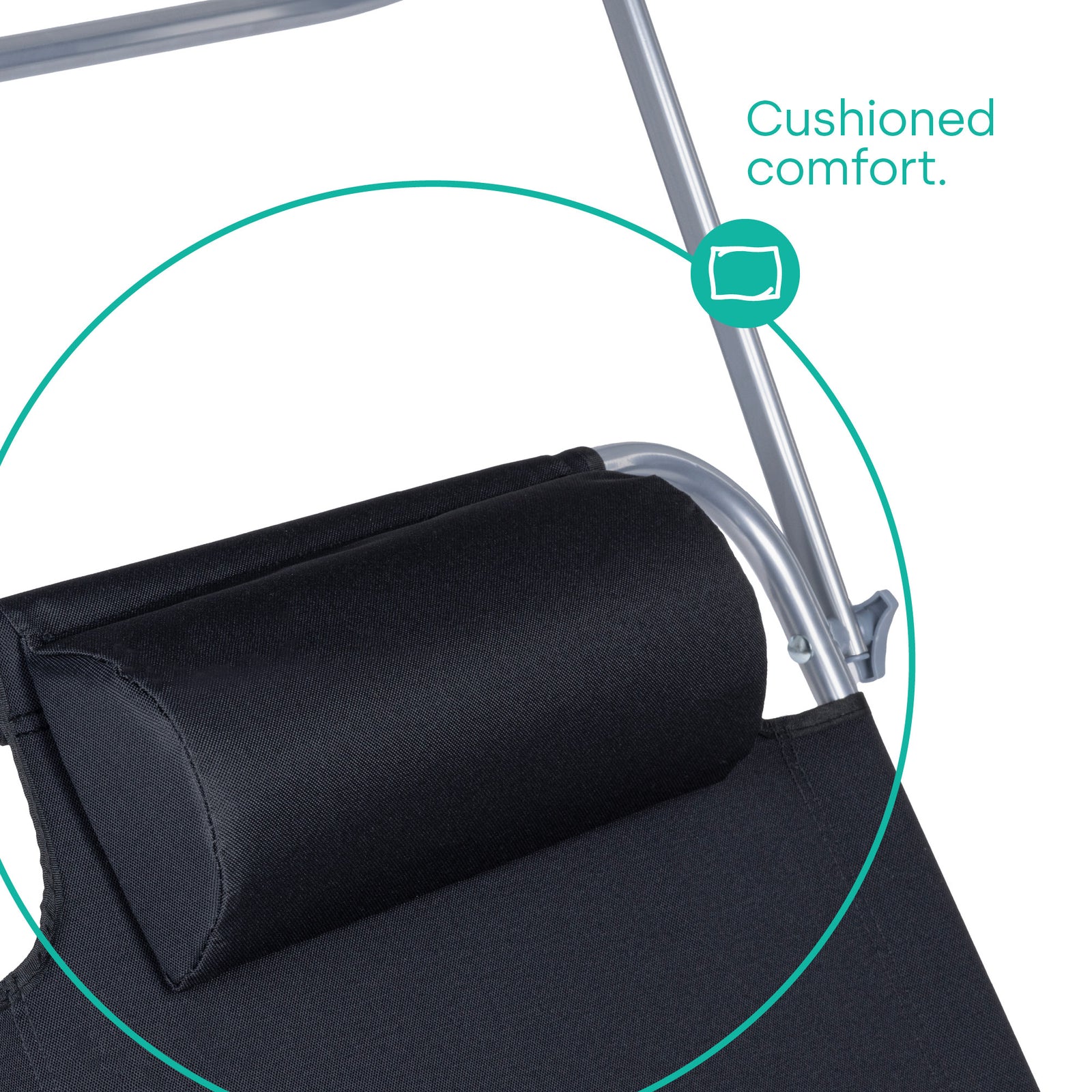 Folding Sun Lounger With Sun Shade - Black